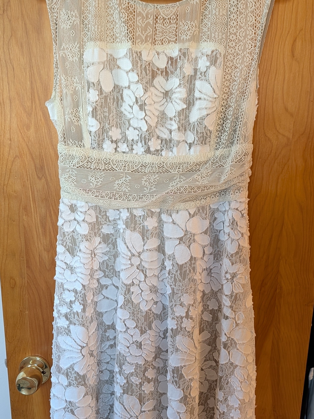 Anthropologie Moulinette Soeurs White Floral Lace A-Line Dress - Size 8